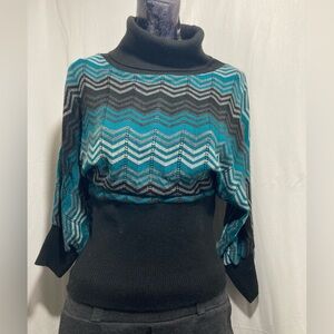 A. Byer Chevron Turtleneck Sweater - Black and Teal
Item # TSsw15